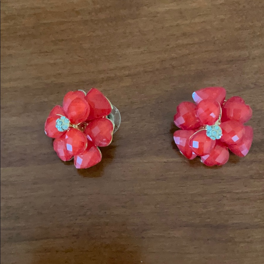 Fun Red Flower Statement Earrings